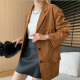 Fashionable Antique Style Artificial Suede Profile Loose Suit Jacket