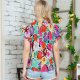 Women's Fashion Printed Chiffon Shirt Ruffle Sleeve