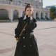 Ladies Black Trench Coat Hong Kong Style Drape Coat