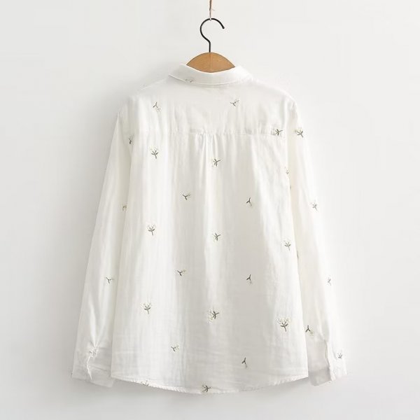 Double-layer Yarn Skin Cotton Loose Long-sleeved Shirt