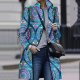 Colorful ring blue mid-length coat trench coat women