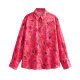 European And American Style Fashion Casual Floral Printed Satin Shirt