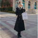 Ladies Black Trench Coat Hong Kong Style Drape Coat