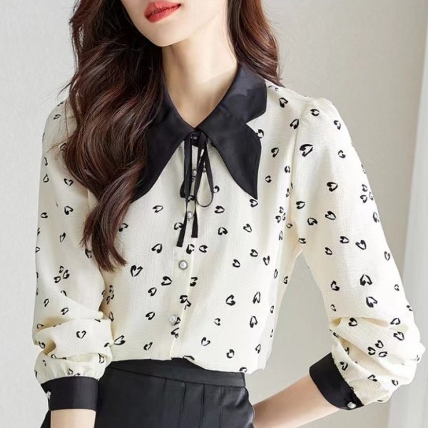 French Style Elegant Retro Heart Floral Shirt