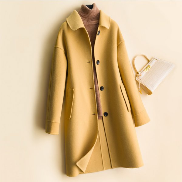 Mid-length women's woolen coat trench coat