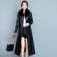 Ladies Fashion Thin Leather Trench Coat Coat