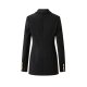 Double Breasted Pure Black Waist Slim-fit Commute Blazer Collar Coat