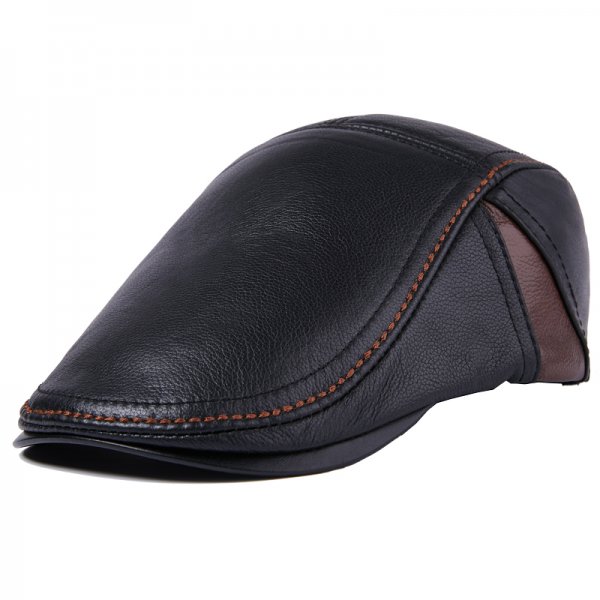 Men's Cowhide Beret Leather Hat