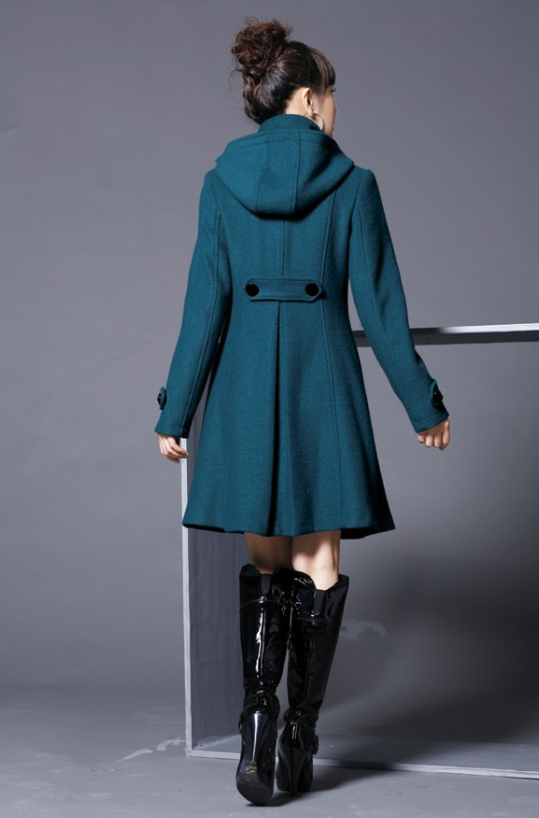 Woolen Coat  Woolen Coat And Hooded Double-Breasted Cape Trench Coat