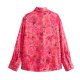 European And American Style Fashion Casual Floral Printed Satin Shirt